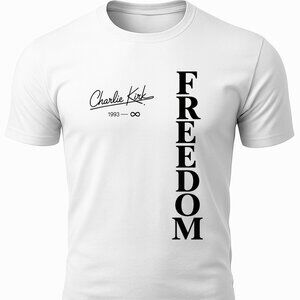 Charlie Kirk Freedom Signature USA American Patriotic T-Shirt